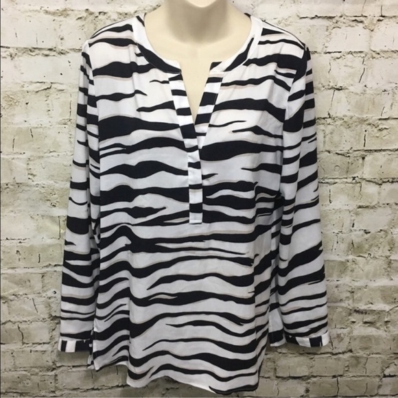Ann Taylor Animal Print Popover Tunic Top - Picture 1 of 5